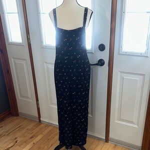 Madewell Black Floral Cropped Overalls